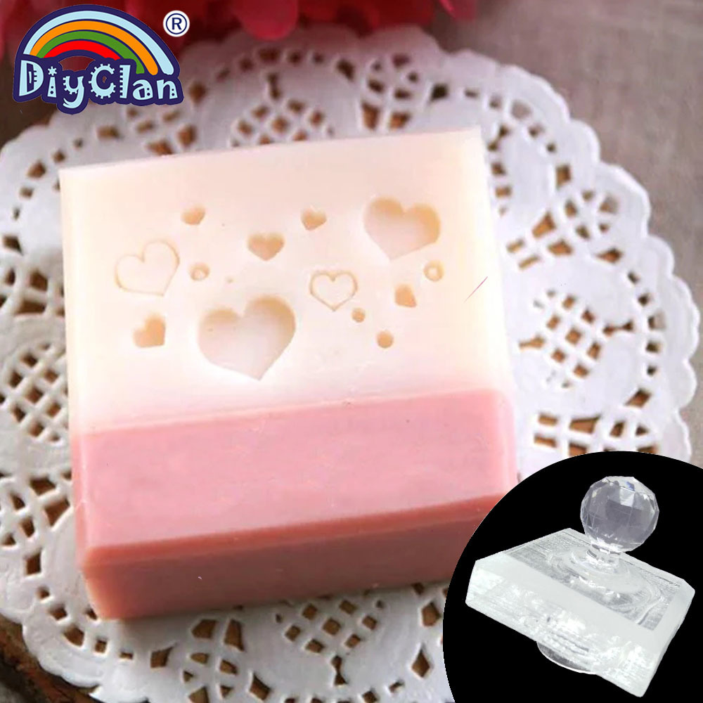 Soap Making Websites - ハート形手作り石鹸スタンプ透明 Diy 天然有機ガラス石鹸作り章ハンドルアクリルシール愛のギフト