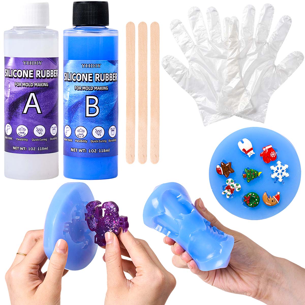 Soap Making Diy Kit - 118ml/296mlシリコンモールド作成キット DIYキャスティングレジンワックスソープ手作りクラフトモールド用 AB液状シリコンゴム付き