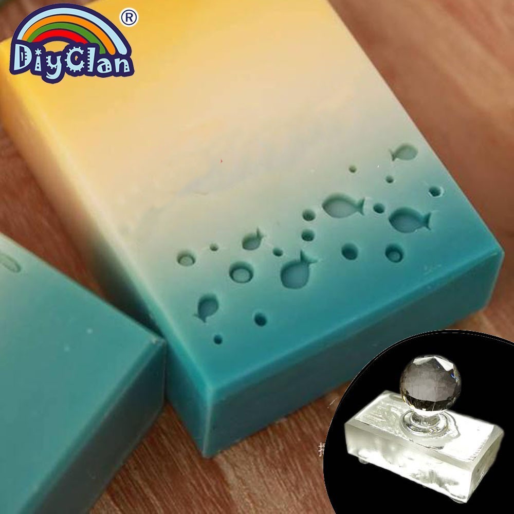 Soap Stamp Custom - かわいい魚群手作りアクリル石鹸スタンプ作成海模様透明DIY天然オーガニックガラス石鹸作成シールスタンプ