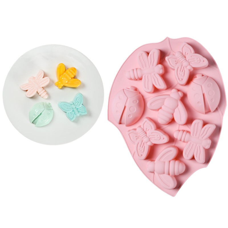Soap Making Websites - 8穴昆虫蝶シリコンチョコレート型蜂ケーキビスケットゼリー焼き型DIY石鹸キャンドル作りセットアイスキューブトレイギフト