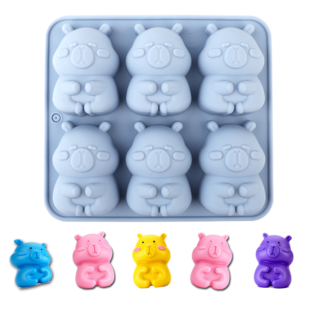Soap Making Ideas - かわいいカピバラの形をしたシリコンケーキ型1個。チョコレート、ケーキ、プリン、ゼリー、キャンディー、ケーキデコレーション、クマの形のキャンドル、手作り石鹸、工芸品、その他のキッチン用品を作るのに使用できるベーキング型です。