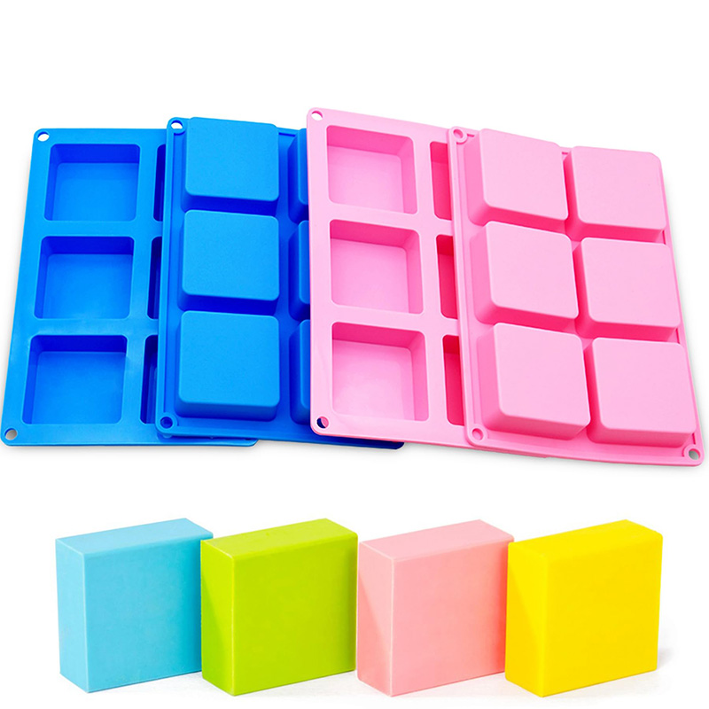 Soap Mold Silicone Loaf - 正方形のシリコン石鹸型,チョコレート,カップケーキ,コーンブレッド,マフィン,石鹸バー,6つの空洞,焦げ付き防止