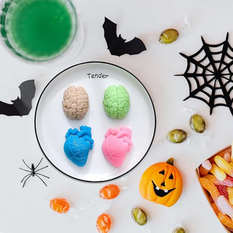 Soap Making Ideas - 人間の脳と心臓のシリコンモールド、石鹸作り用品、ハロウィン3D臓器の形、キャンドル、アイスキューブトレイ、チョコレート、ゼリー用