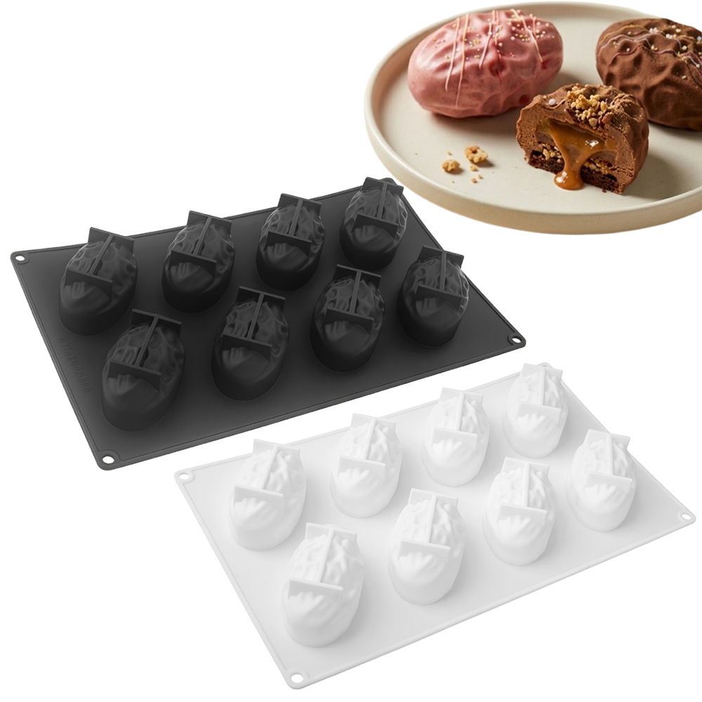 Soap Mold Silicone Loaf - 3または8セルのナツメヤシ型食品グレードシリコンムースケーキ型チョコレート型DIYソープ型キッチンデザートベーキングツール