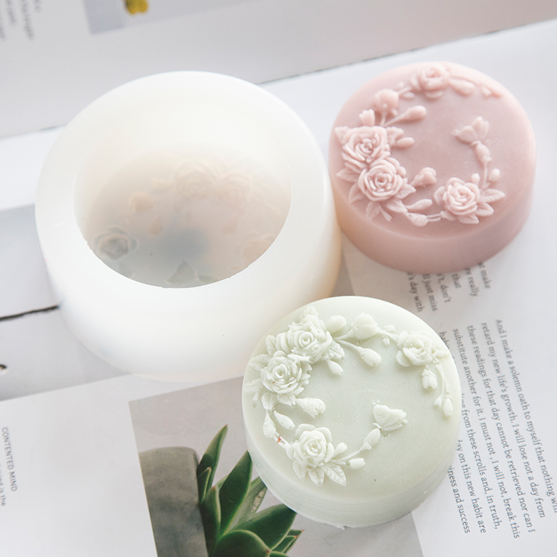 Soap Mold Silicone Loaf - ラウンド形状バラの花手作り石鹸シリコーン型牡丹バラの花石鹸金型香りキャンドル樹脂石膏型