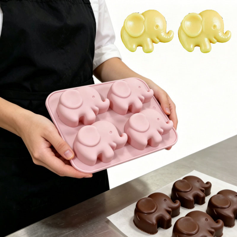 Soap Making Websites - 3D 象シリコーン型石鹸作り用品漫画動物ゼロキャンディチョコレートアイスキューブトレイワックスメルトケーキトッパー
