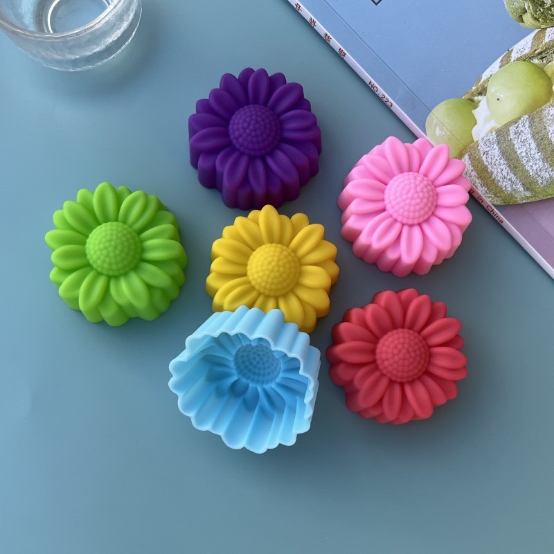 Soap Making Molds - 6個セット ノンスティック 花柄 シリコンモールド チョコレート プリン