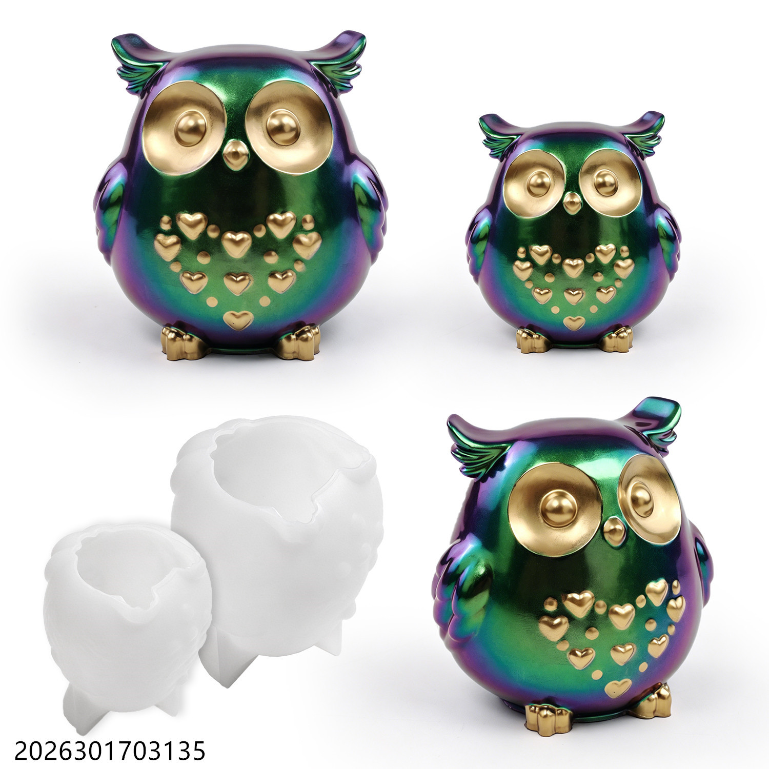 Soap Making Molds - フクロウシリコンモールド 3D鳥型セット DIYエポキシ樹脂石膏セメント石鹸作り香り付きキャンドルホルダークラフトギフト用
