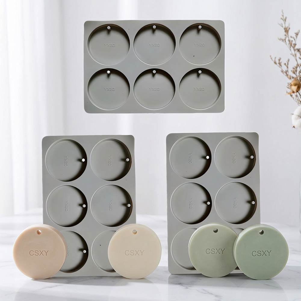 1個6穴円形モールドDIY手作りアロマキャンドル石膏エポキシ - Soap Making Molds のレビューと価格