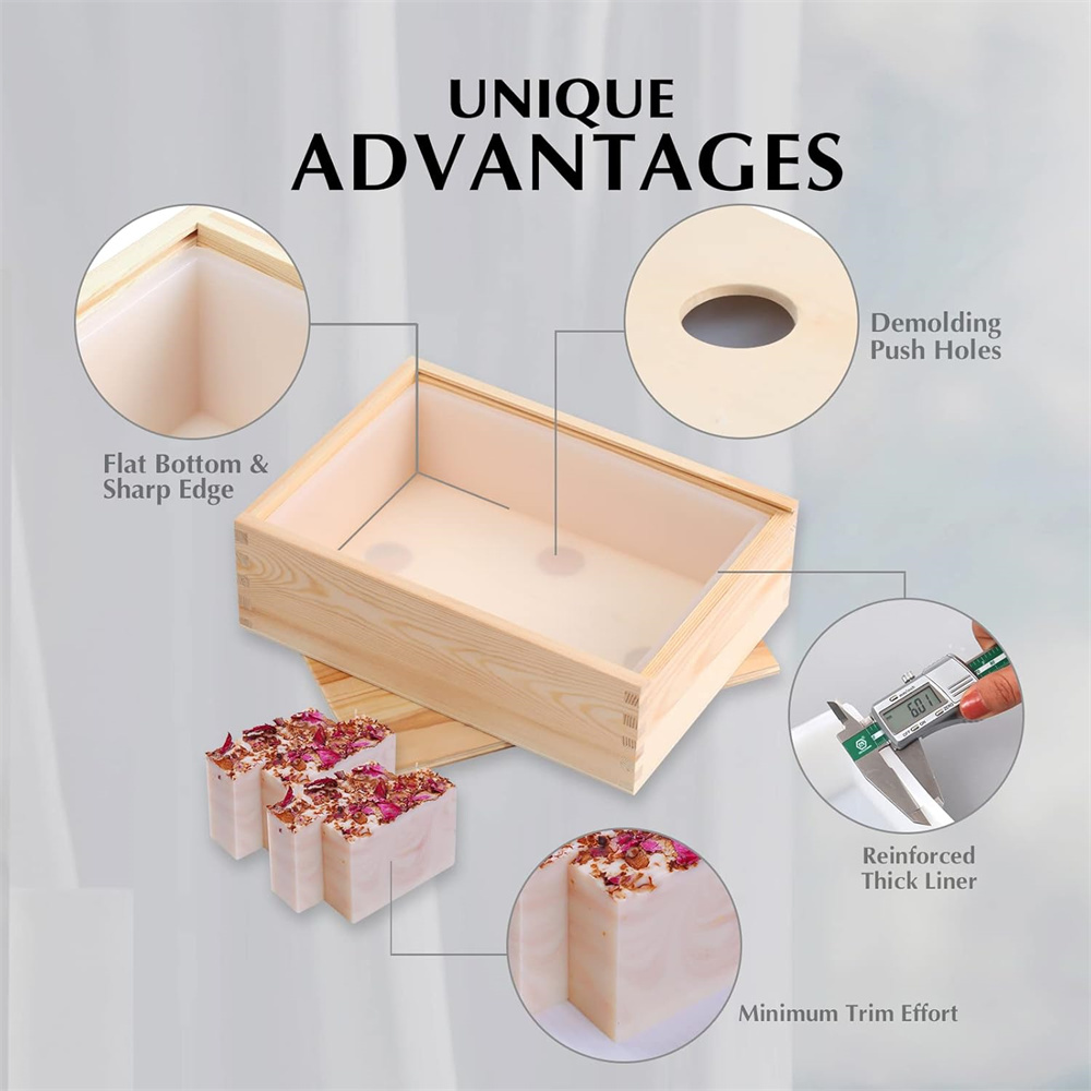 大型石鹸型長方形シリコンライナーモールド木箱と蓋付き DIY - Soap Making Ideas のレビューと価格