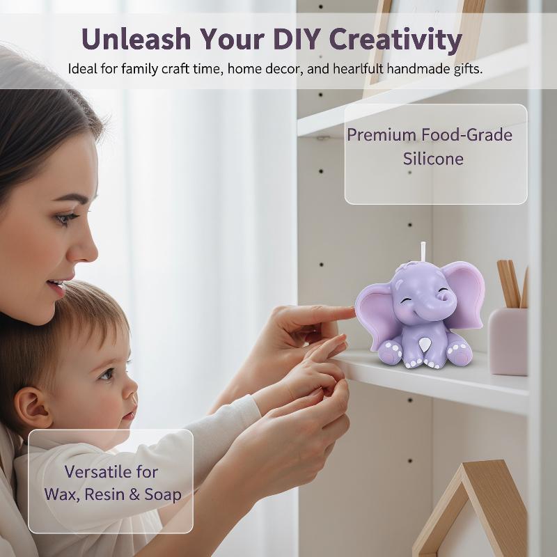 かわいい3D象型シリコンキャンドルモールド、簡単リリース、再 - Soap Making Molds のレビューと価格