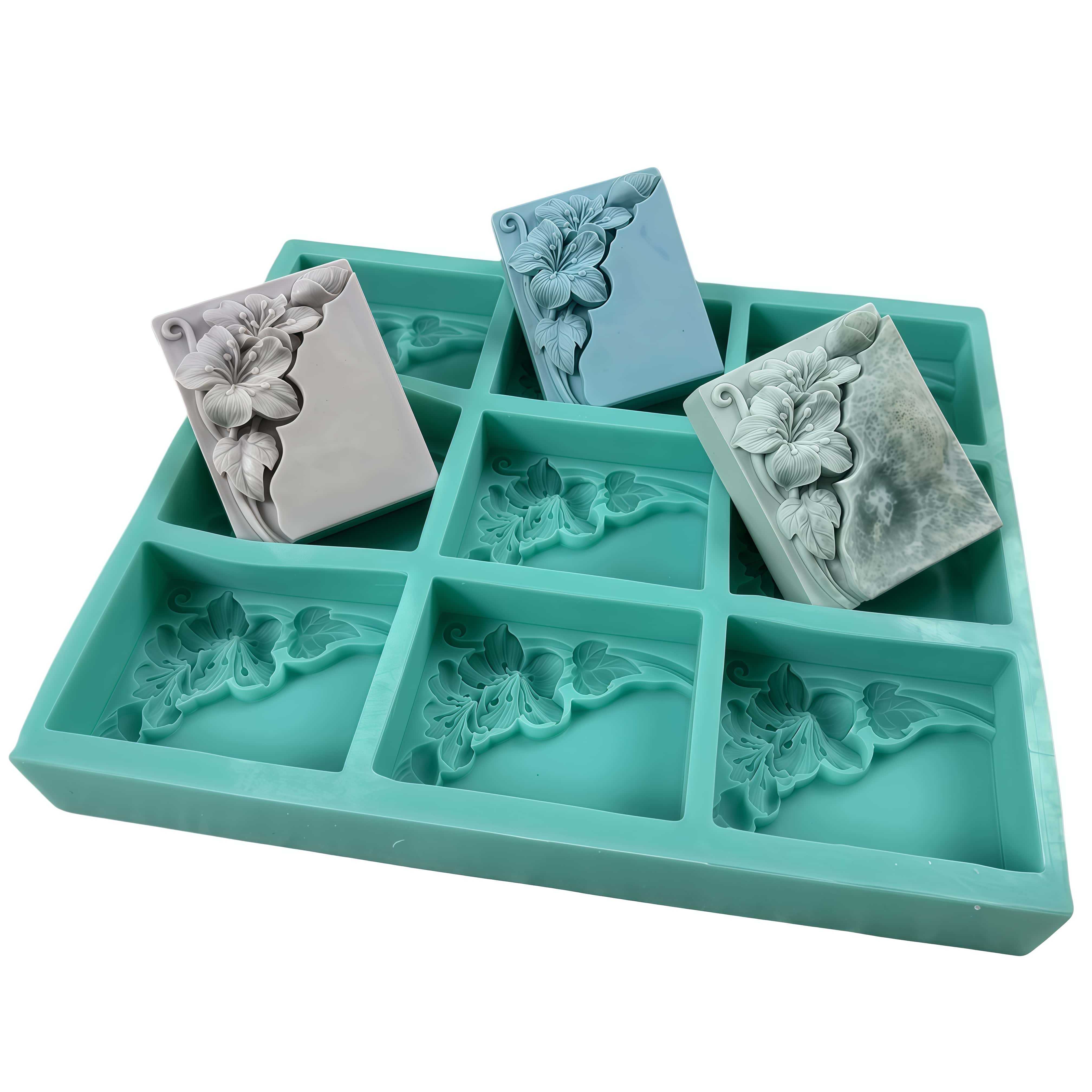 9つのキャビティを持つタングフラワー型石鹸型、天然石鹸作り用 - Soap Making Ideas のレビューと価格