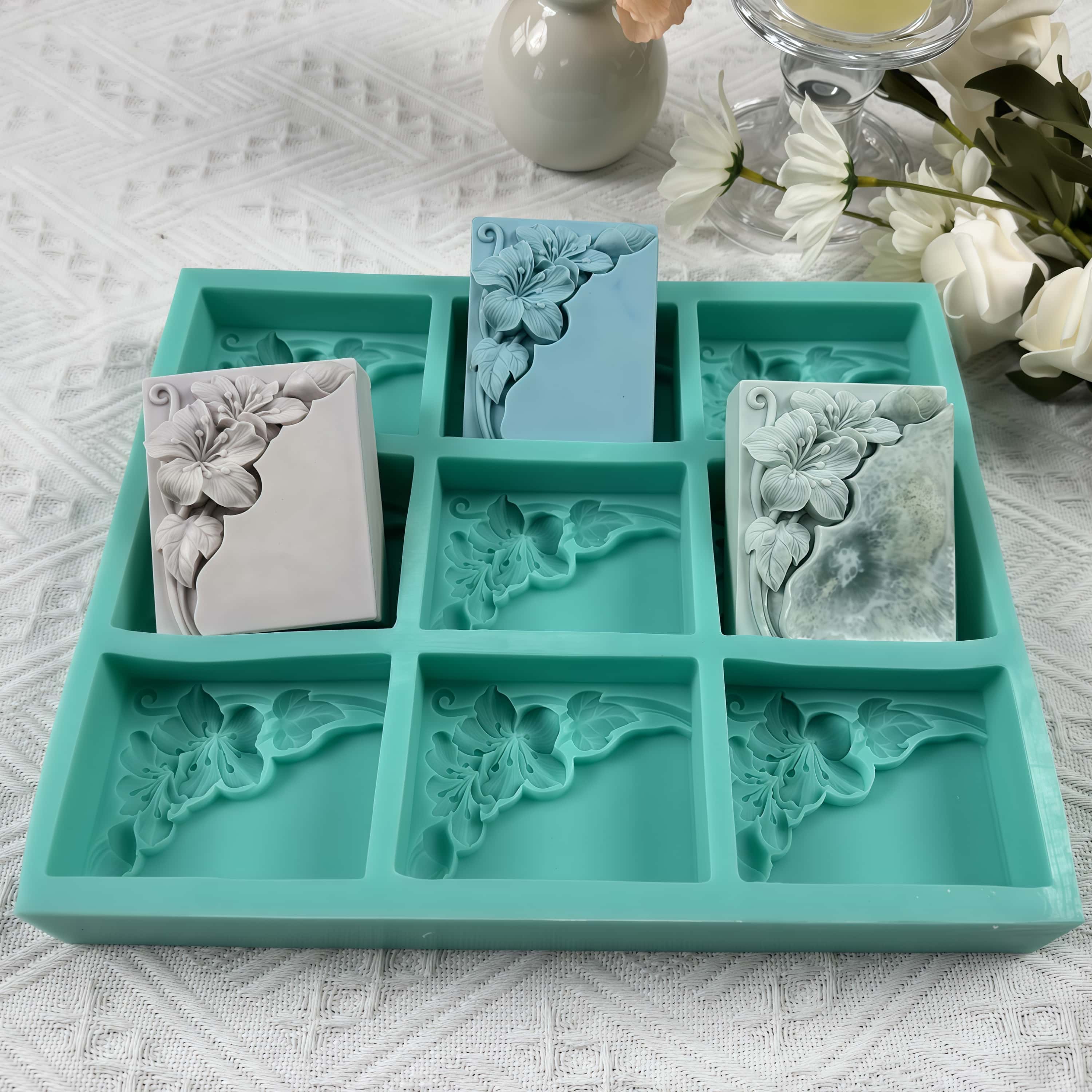 9つのキャビティを持つタングフラワー型石鹸型、天然石鹸作り用 - Soap Making Ideas のレビューと価格