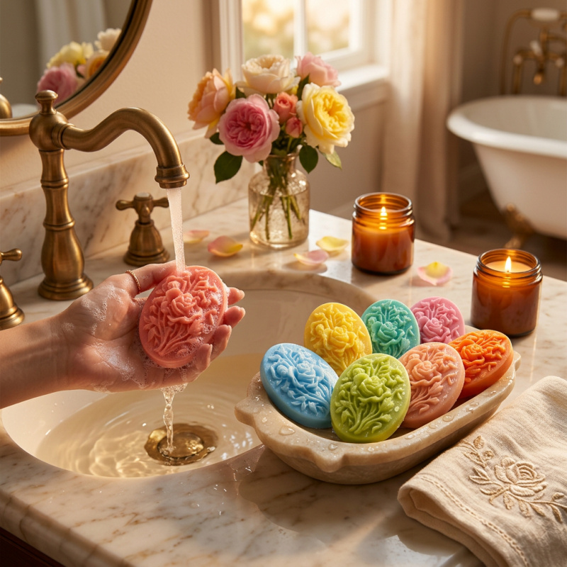 花の形をしたシリコンモールド4個、簡単に型抜きでき、再利用可 - Soap Making Molds のレビューと価格