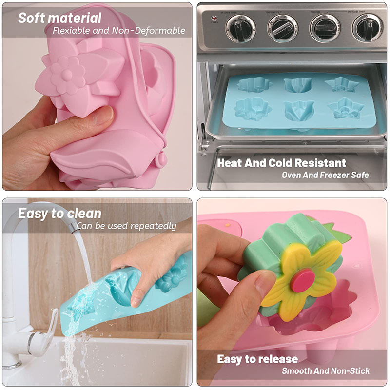 シリコーンフラワーケーキ型 6 キャビティ異なる花チューリッ - Soap Making Websites のレビューと価格