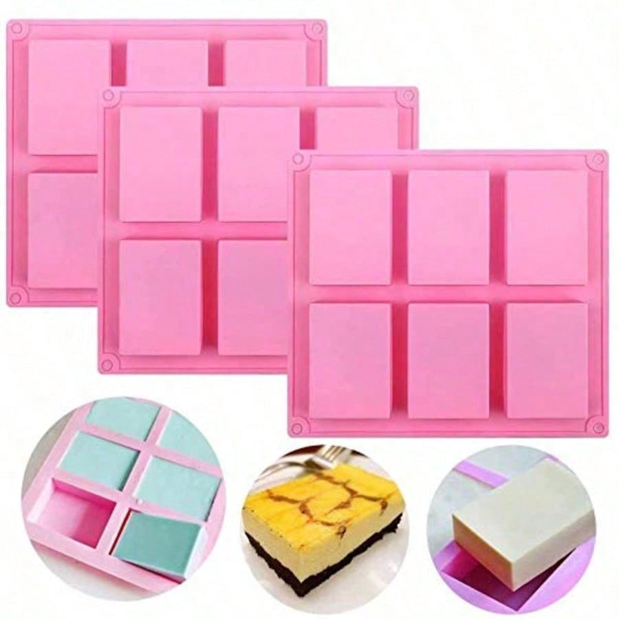 1-2パック6個入りDIYシリコンモールド、ピンクの手作り石 - Soap Mold Silicone Loaf のレビューと価格
