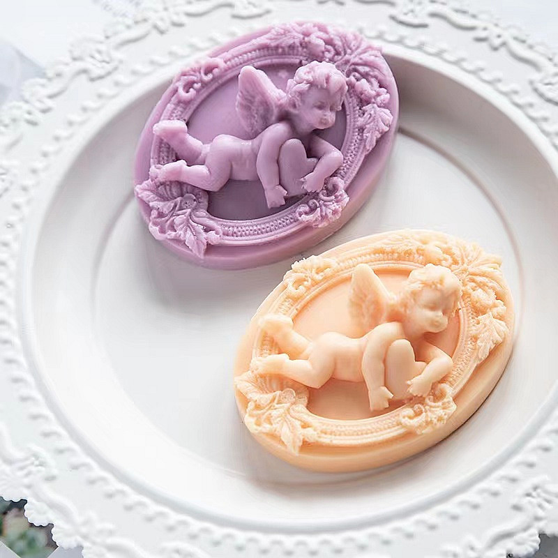 3D エンジェルキッズ形のシリコーン石鹸型手作り楕円形石膏石 - Soap Making Home のレビューと価格