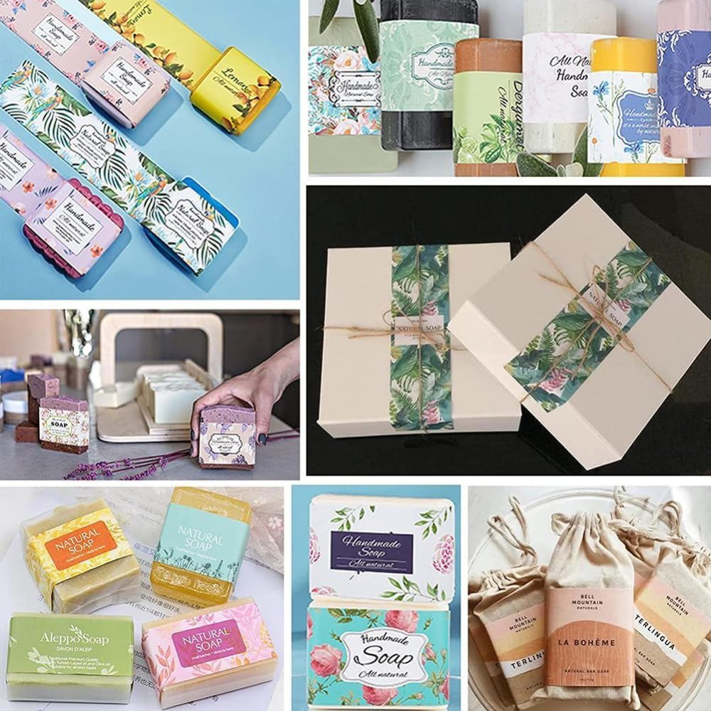 90枚入り手作りラップラベルテープ 9種類の花柄クラフト紙石 - Soap Making Websites のレビューと価格