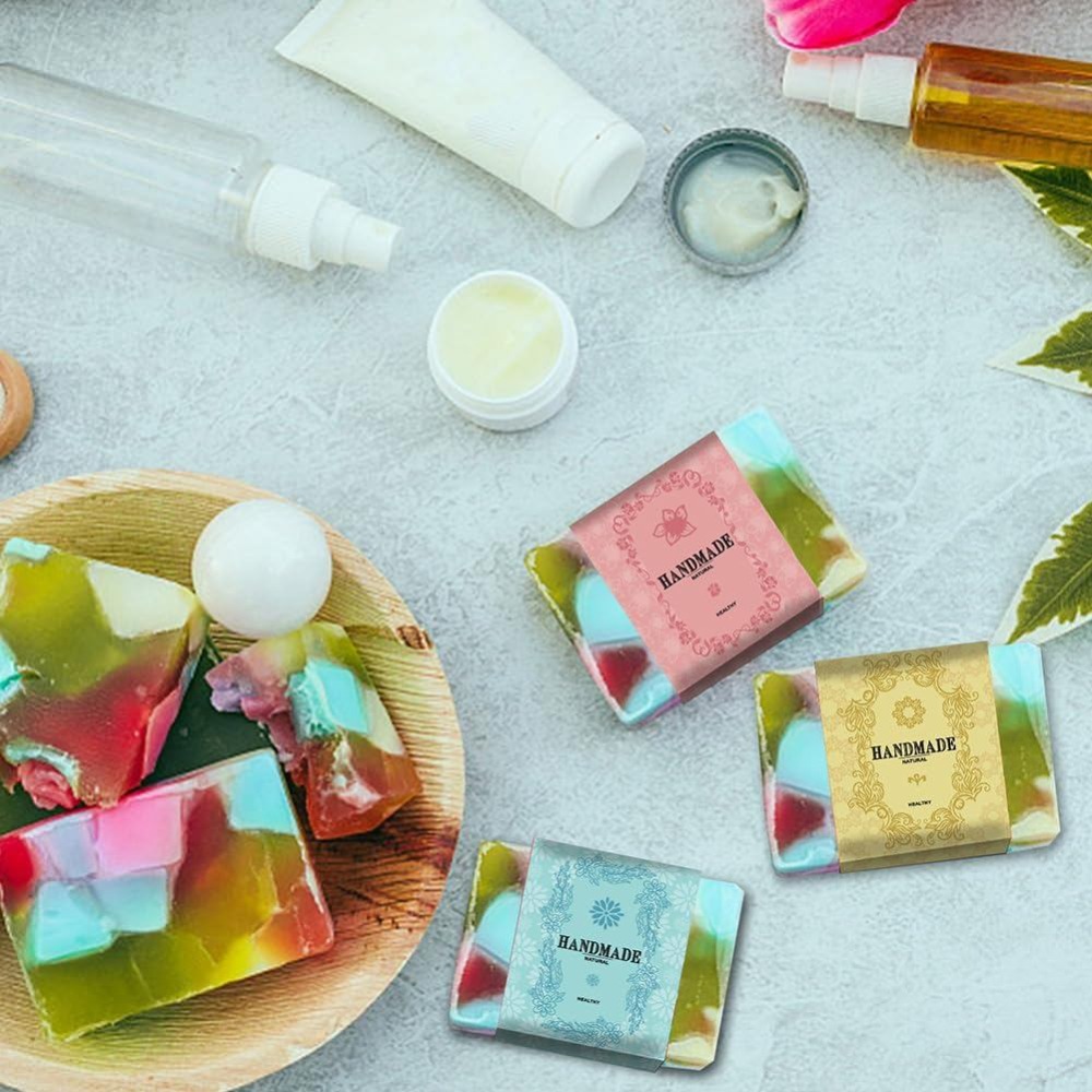 90枚入り手作りラップラベルテープ 9種類の花柄クラフト紙石 - Soap Making Websites のレビューと価格